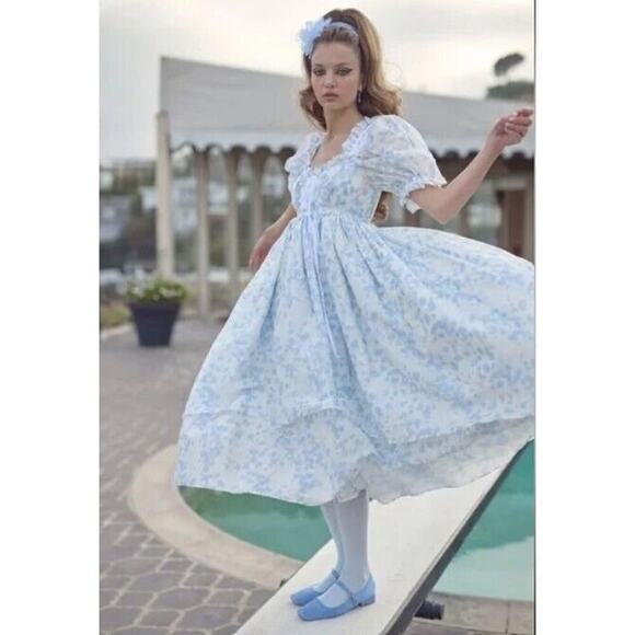 NWT Selkie The Hydrangea Ever After Midi Dress Size XL Blue #2H501 - Picture 3 of 11